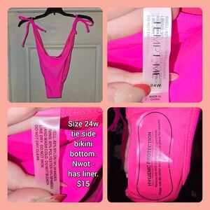 Bright Pink Tie Side Bikini Bottom